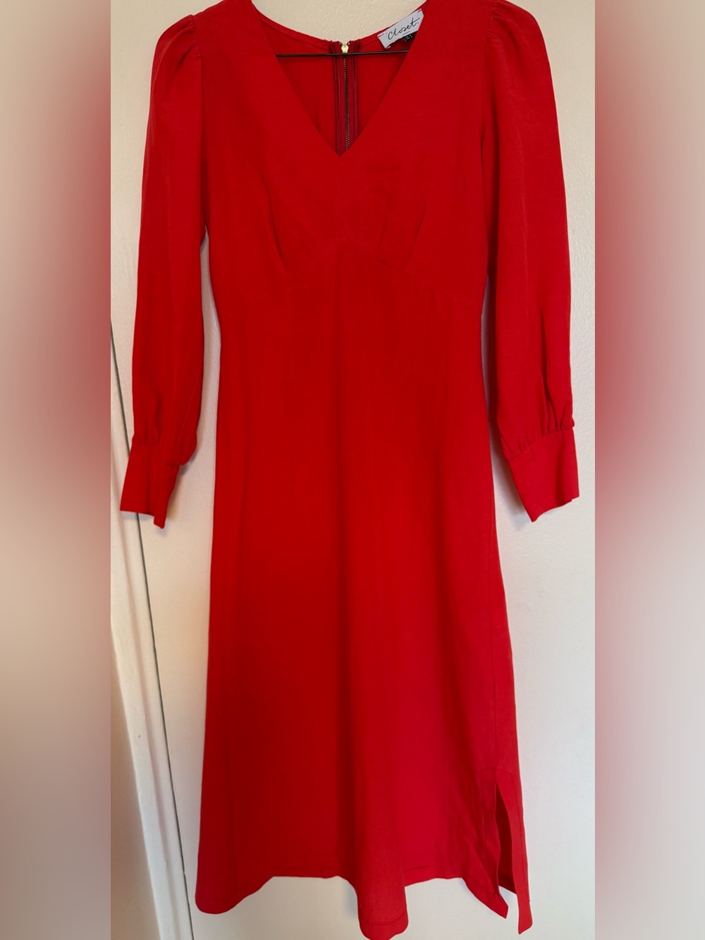 Closet London Red V-Neck Midi Dress Made in UK